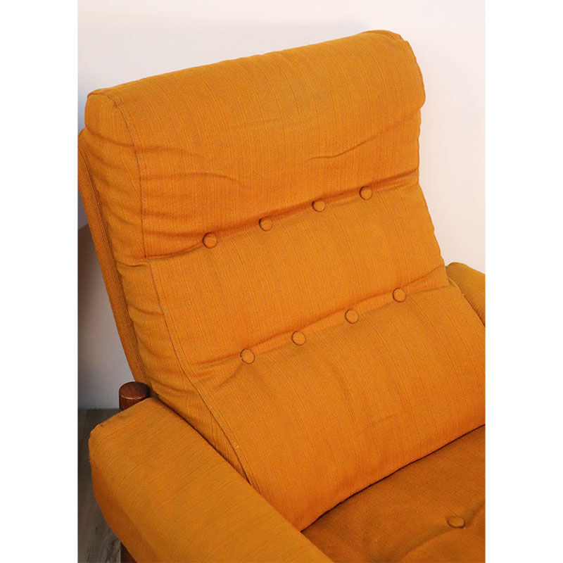 Pair of Scandinavian armchairs in teak and fabric 1960