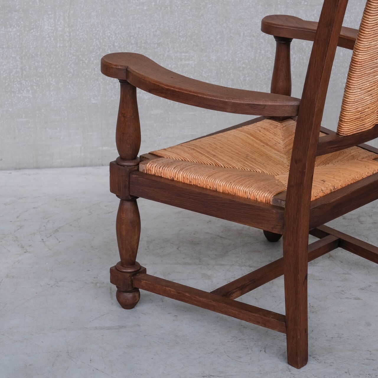 Pair of Mid-Century Rush French Armchairs