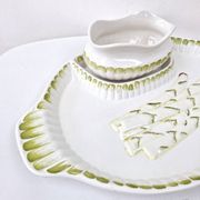 Large Asparagus Dish With Vintage Ceramic Barbotine Saucepan