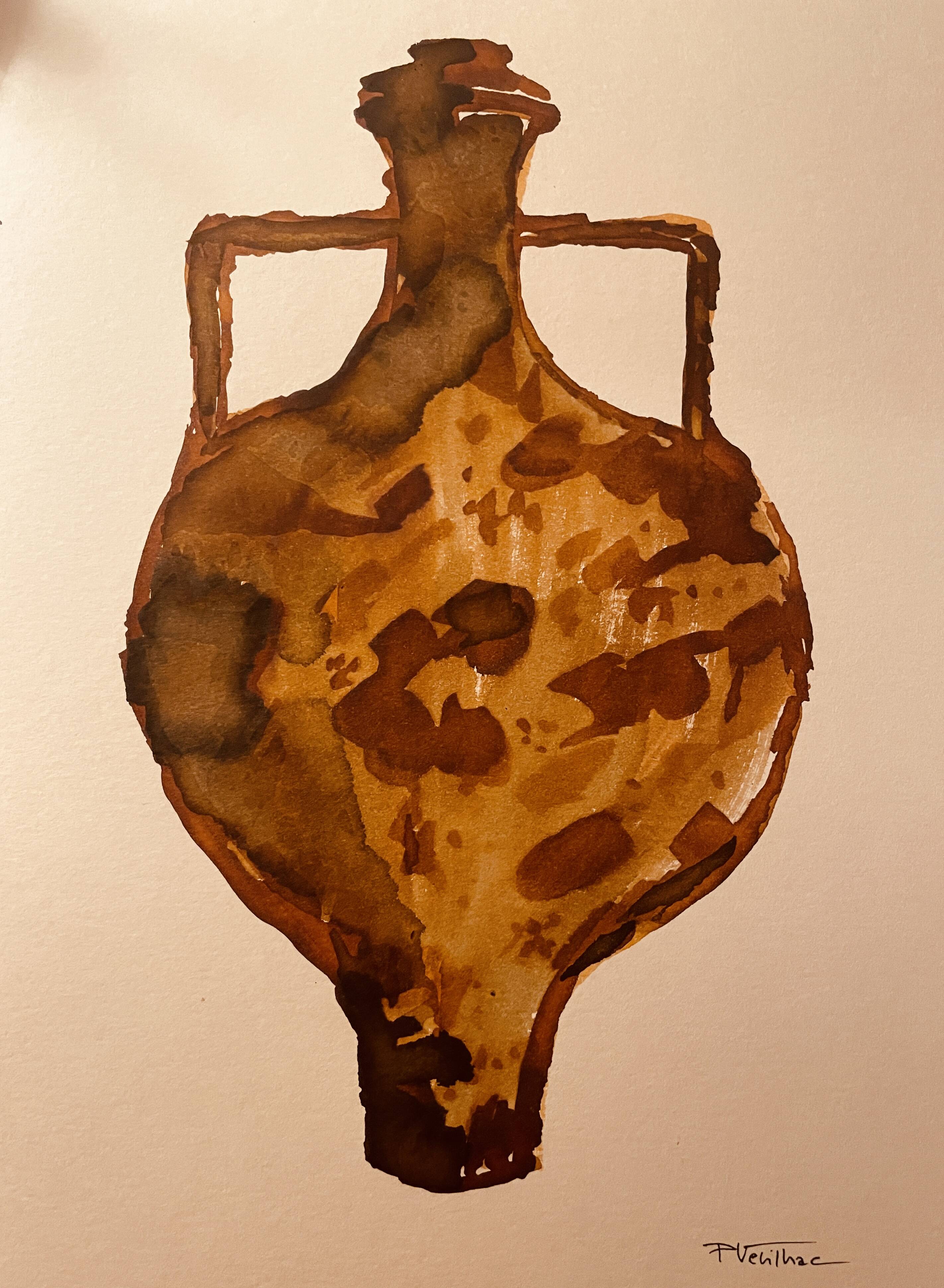 Watercolour and ink table vase Wabi Sabi collection Morocco