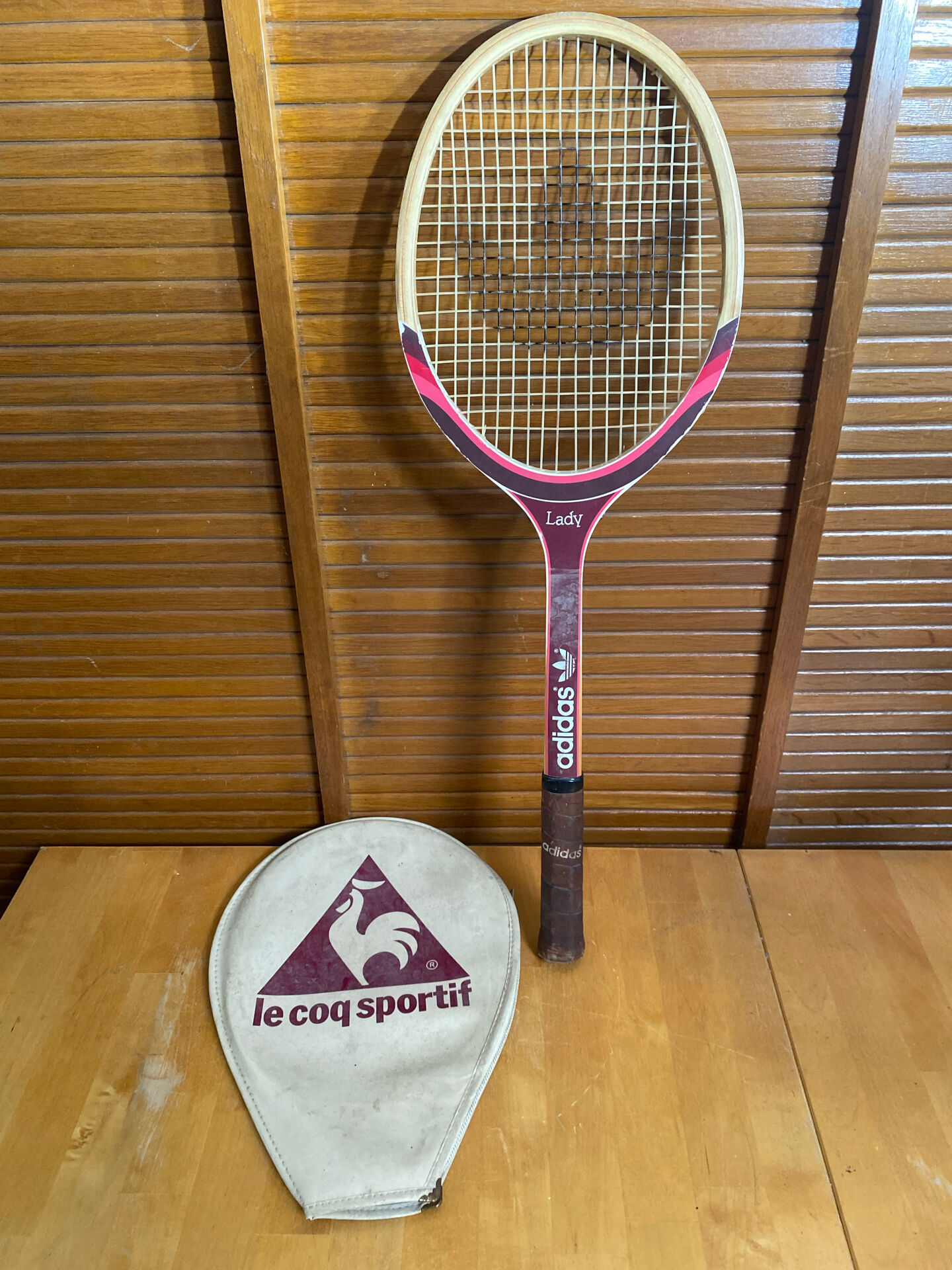 Vintage ADIDAS Lady Wooden Tennis Racket + COQ SPORTIF Case