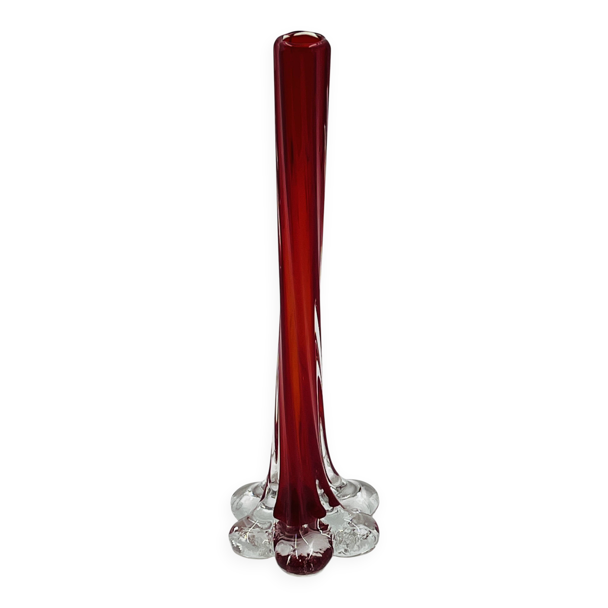 Red two-tone glass soliflore vintage design