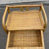 Vintage bamboo and woven rattan chest of drawers with 4 drawers.