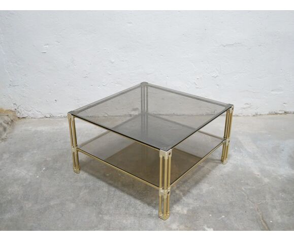 Vintage Glass And Brass Coffee Table, Square Glass Side Table Australia