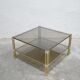 Table basse vintage en verre et laiton éditée par Roche Bobois