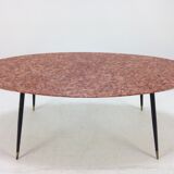 Italian Midcentury Coffee Table with Marble Top and Brass Feet, 1950s