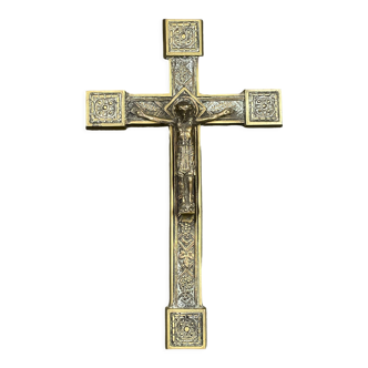 Crucifix en bronze antique, Christ en croix