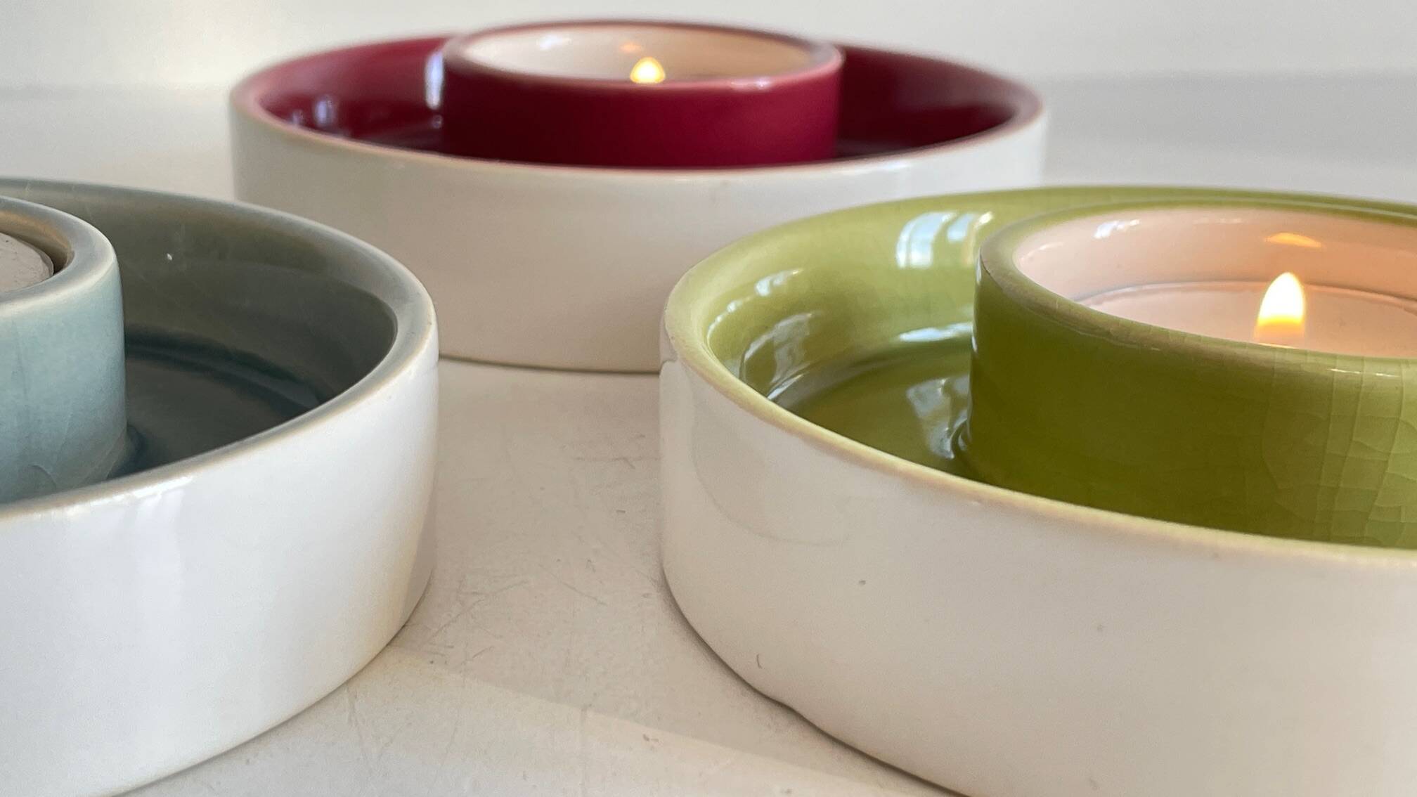 BOUGEOIRS Cracked Ceramic Candle Holder