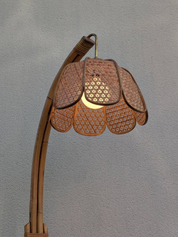 Lampadaire vintage Rotin Bambou vintage 1960