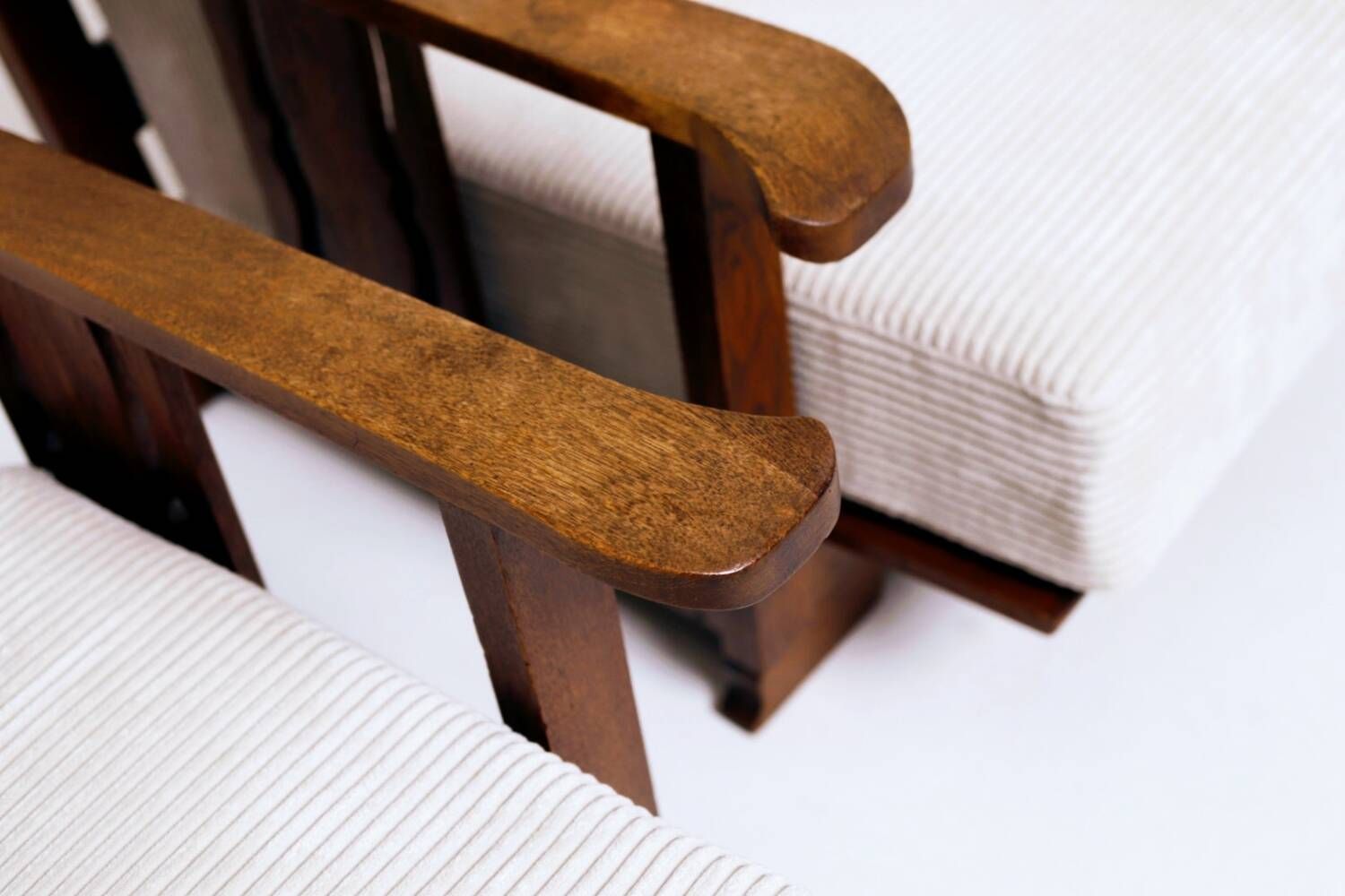 Vintage armchairs set of 2 brutalism off white corduroy