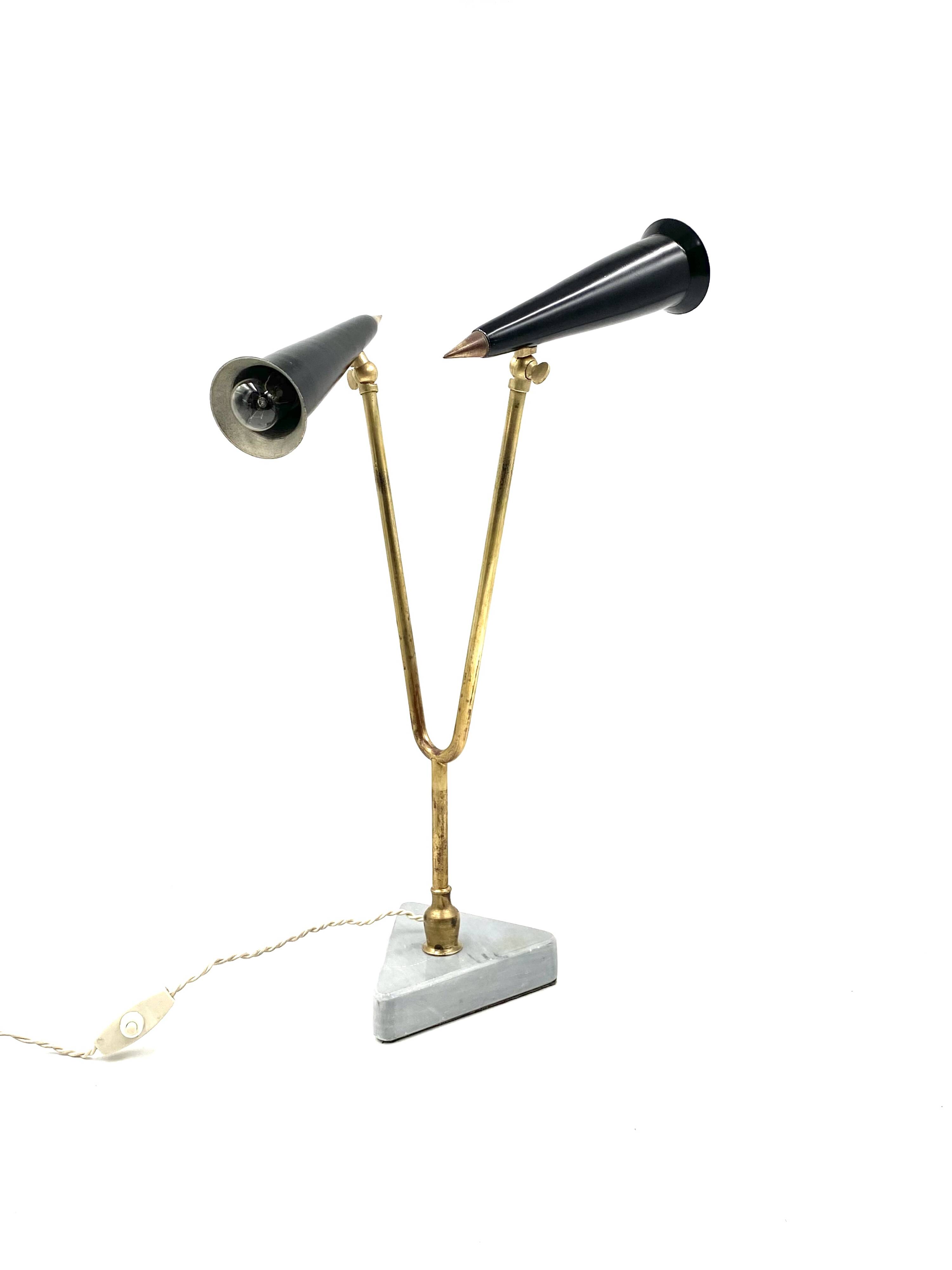 Mid-century double light table lamp, Italy 1960s