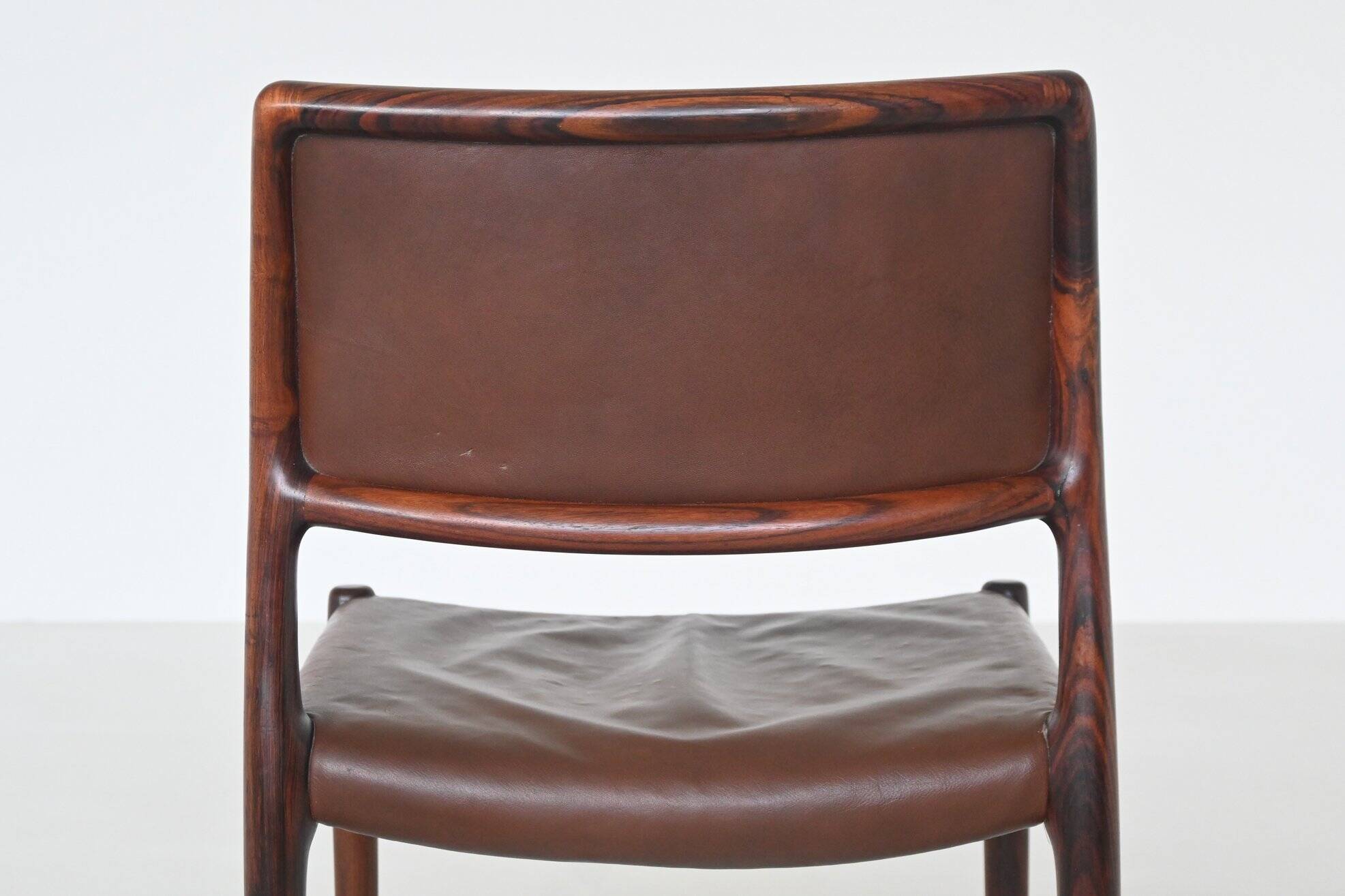 Niels Otto Moller model 80 dining chairs in rosewood Denmark 1960