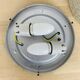 50s ceiling light, round molded glass, black metal