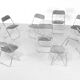 Set of 9 chrome folding chairs with fabric from the 1970s.