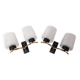 Pair of double wall lights in bubbled glass by Maison Arlus, France circa 1960.