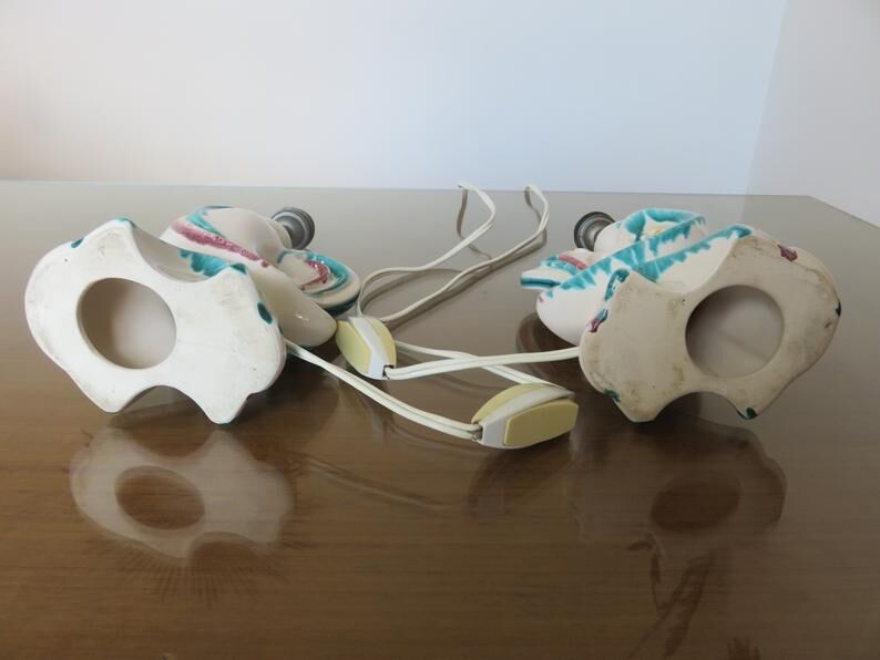 Pair of zoomorphic ceramic lamp feet 60s