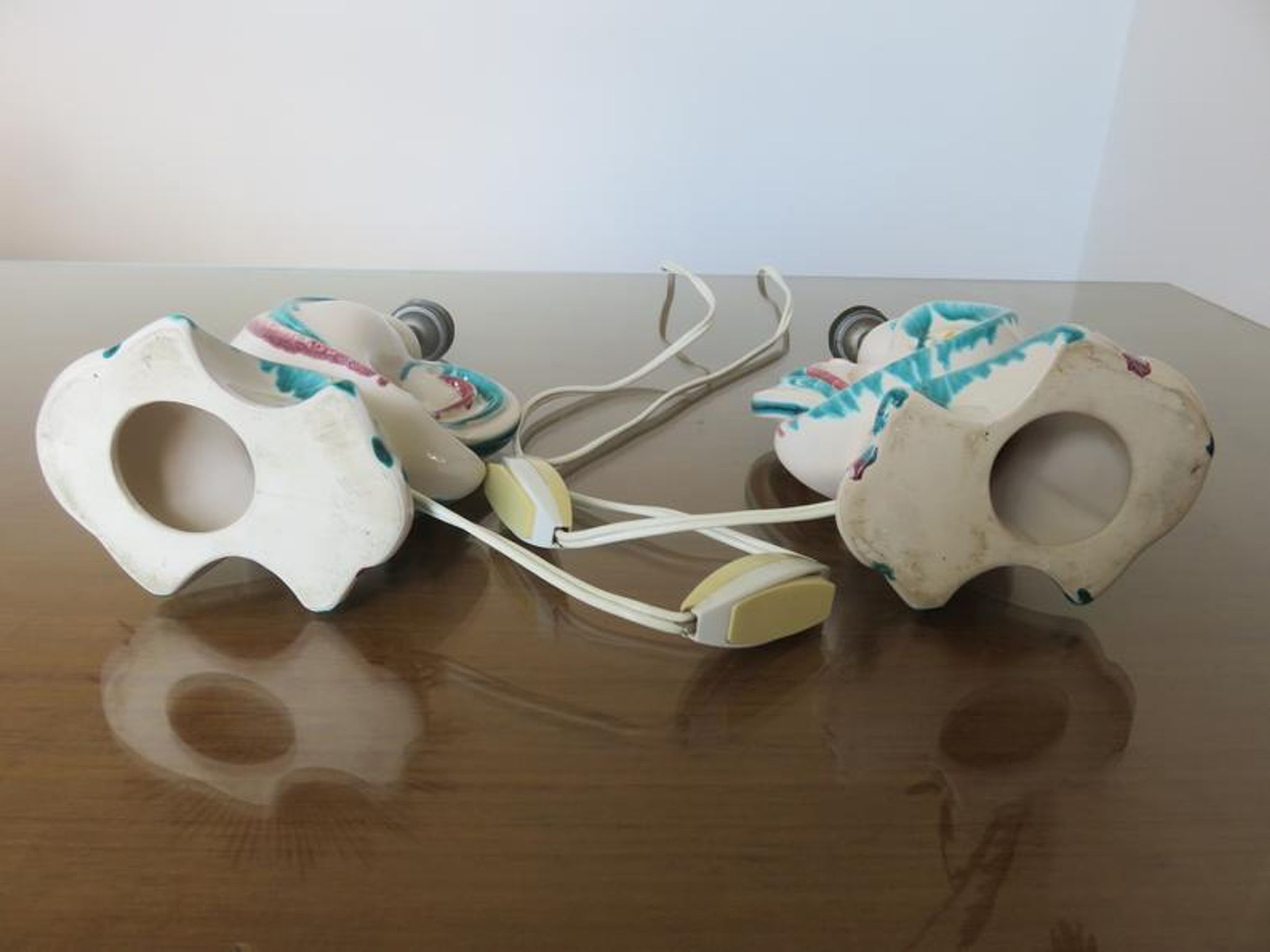Pair of zoomorphic ceramic lamp feet 60s