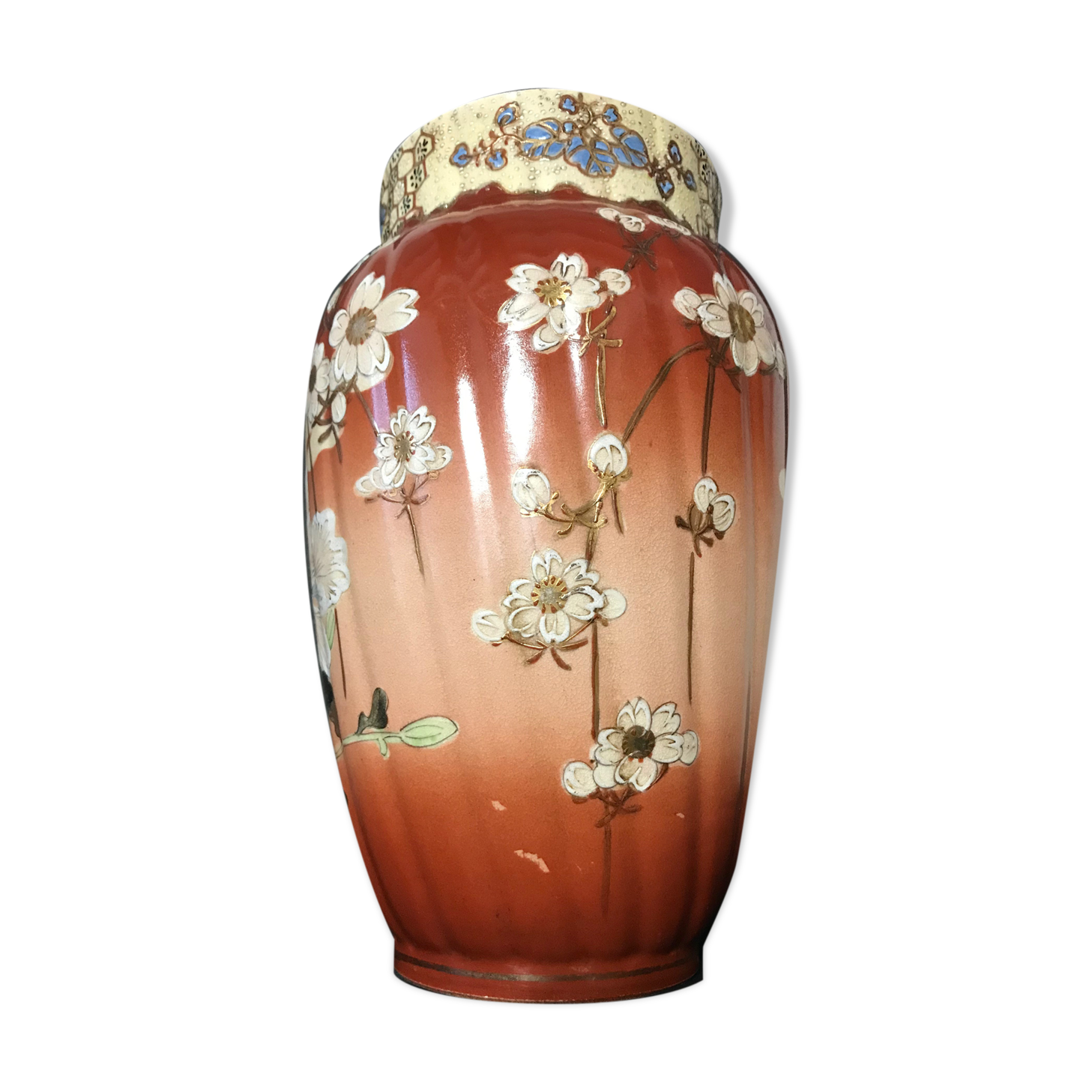 Vase - enamelled faïence with hand-painted gilding