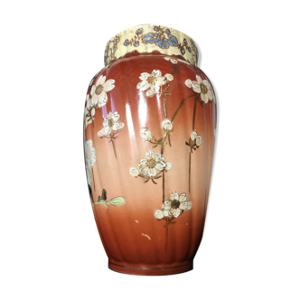 Vase - faïence émaillée avec dorures peint à la main