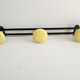 Black and yellow metal wall coat rack (3 hooks)