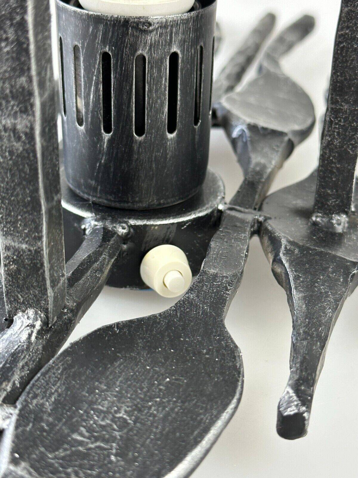 60's 70's brutalist wall lamp iron & glass wall sconce design