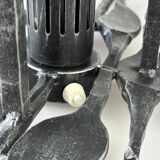 60's 70's brutalist wall lamp iron & glass wall sconce design