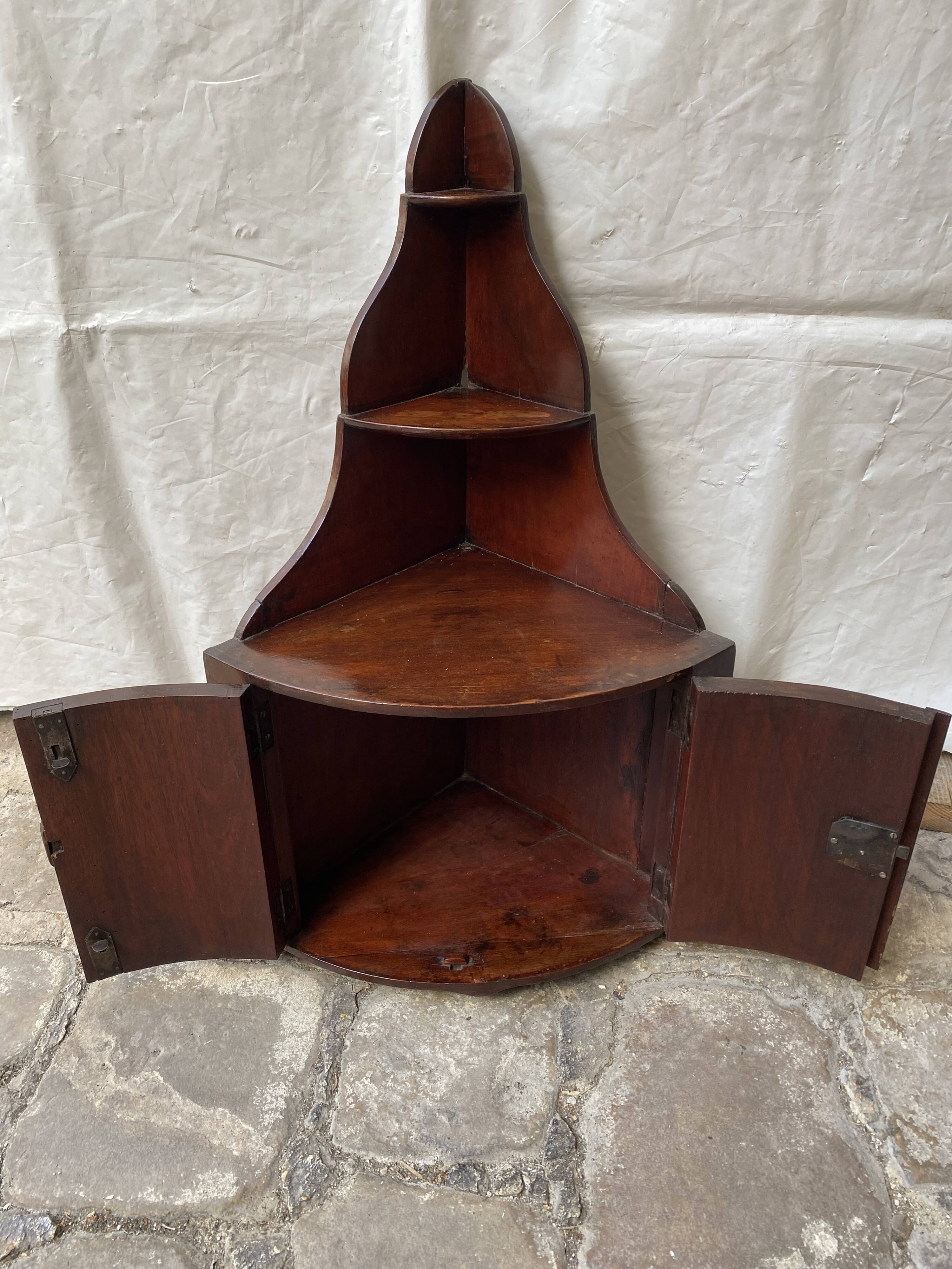 19th century mahogany corner wall shelf