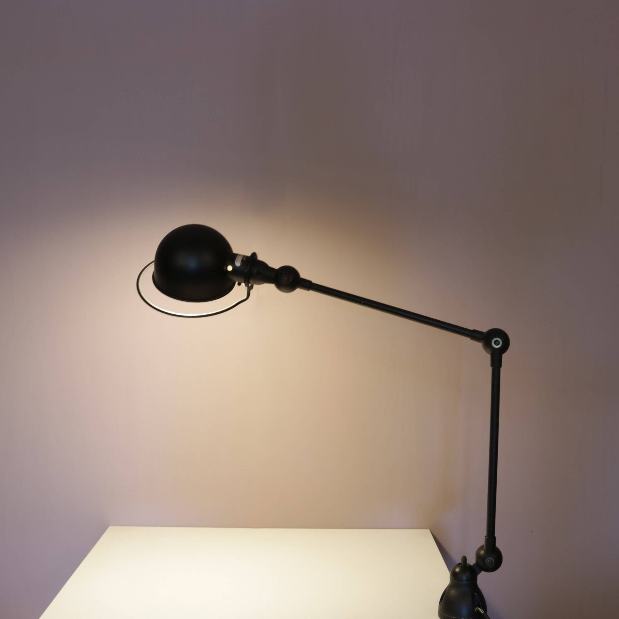 1950s Table clamp lamp in black metal, recent edition model SI332/ Jieldé,