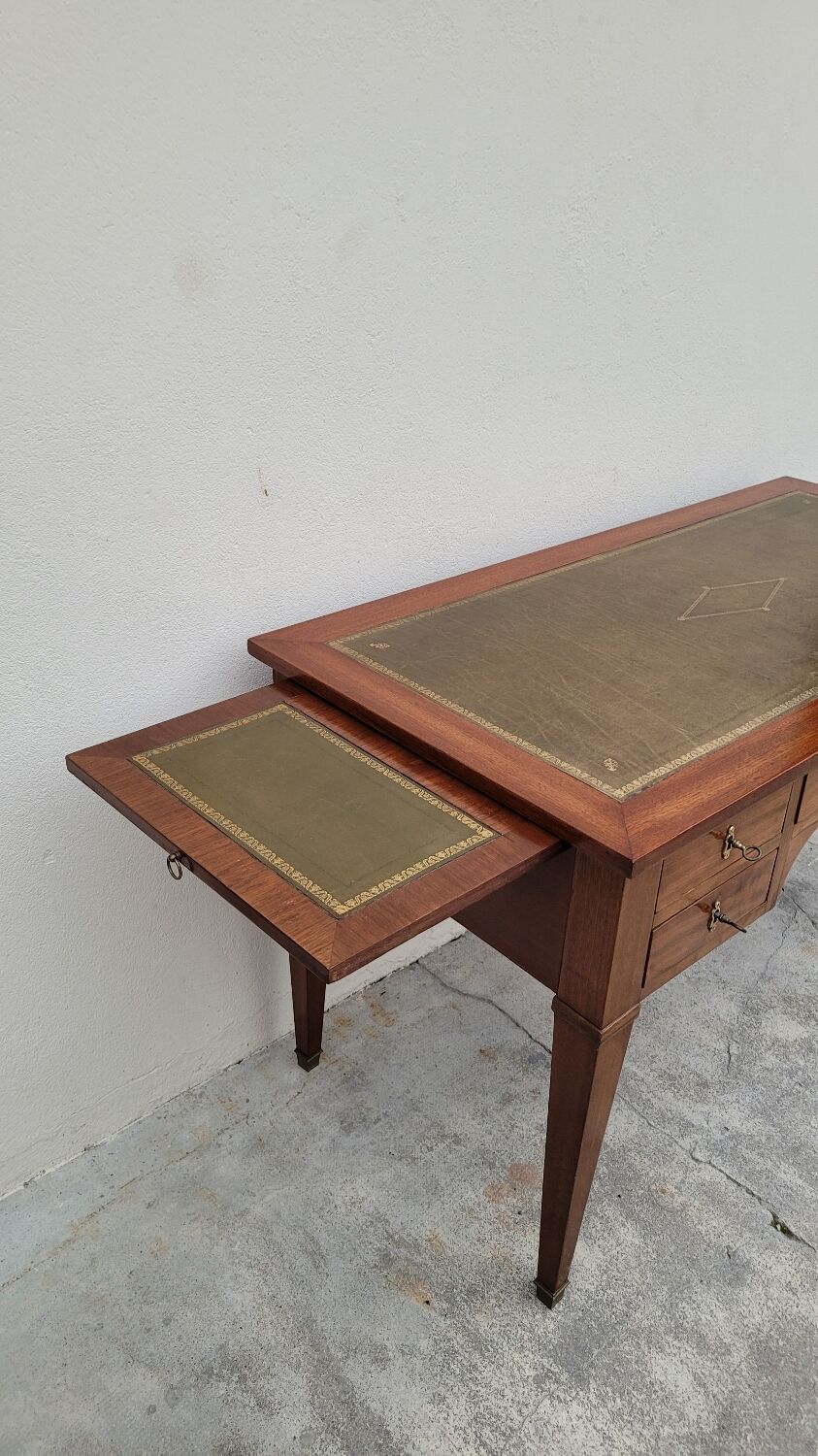 Louis XVI style flat desk in 19th century mahogany