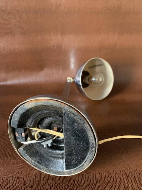 Old Art Deco desk lamp, in chrome metal-1950