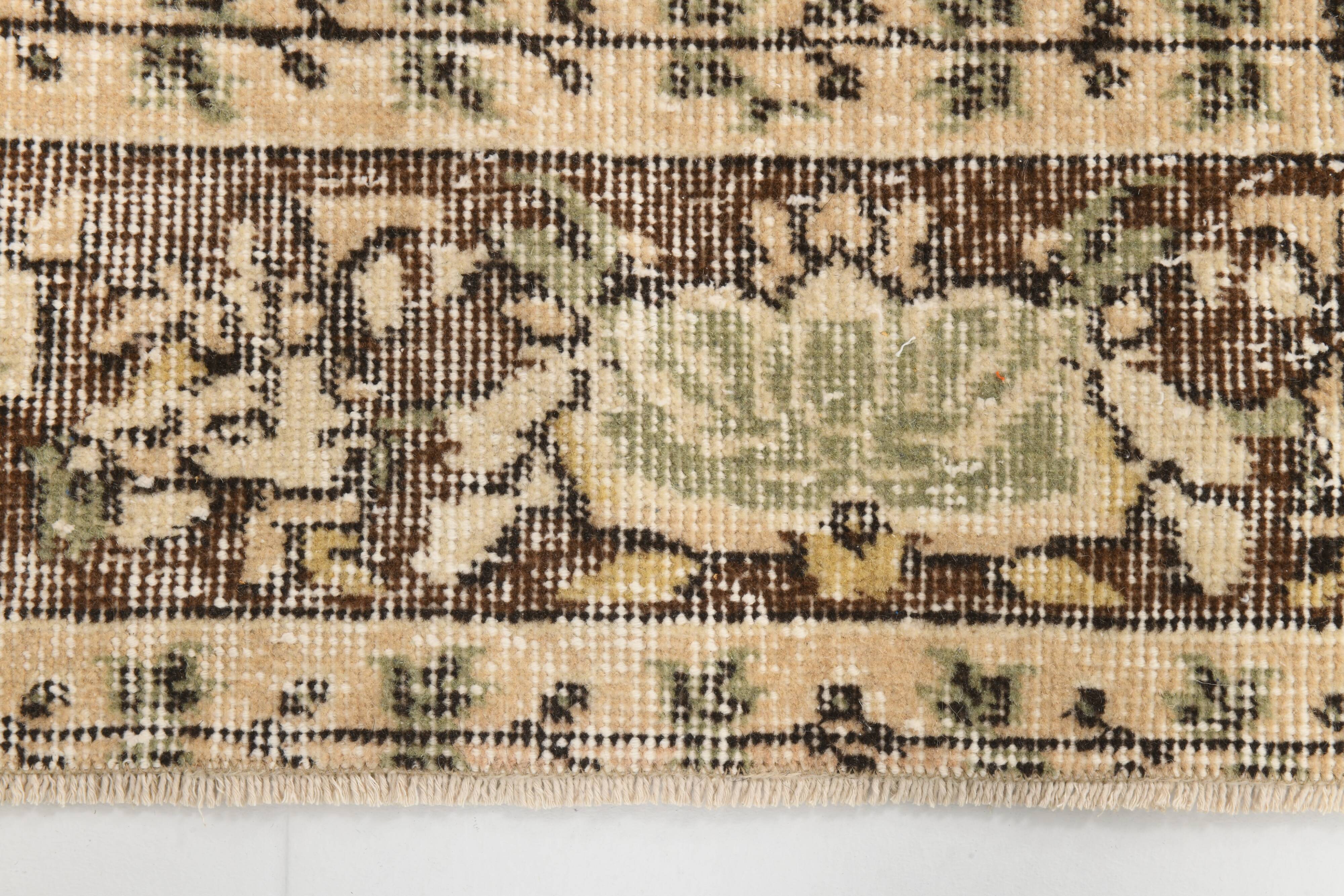 5x9 Cream & Brown Turkish Vintage Rug 162x260Cm SK 24779