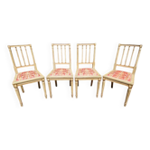 Set of 4 Louis XVI style chairs - In gray lacquered wood