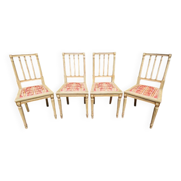 Set of 4 Louis XVI style chairs - In gray lacquered wood