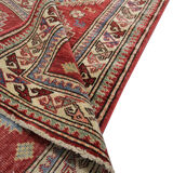 Afghan kazak runner rug long handwoven red wool rug-68x200cm