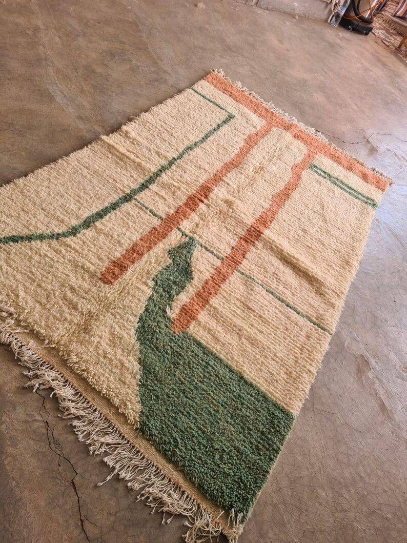 Handmade Beni Ourain Berber rug with colourful patterns, 1.5/2.5 m.