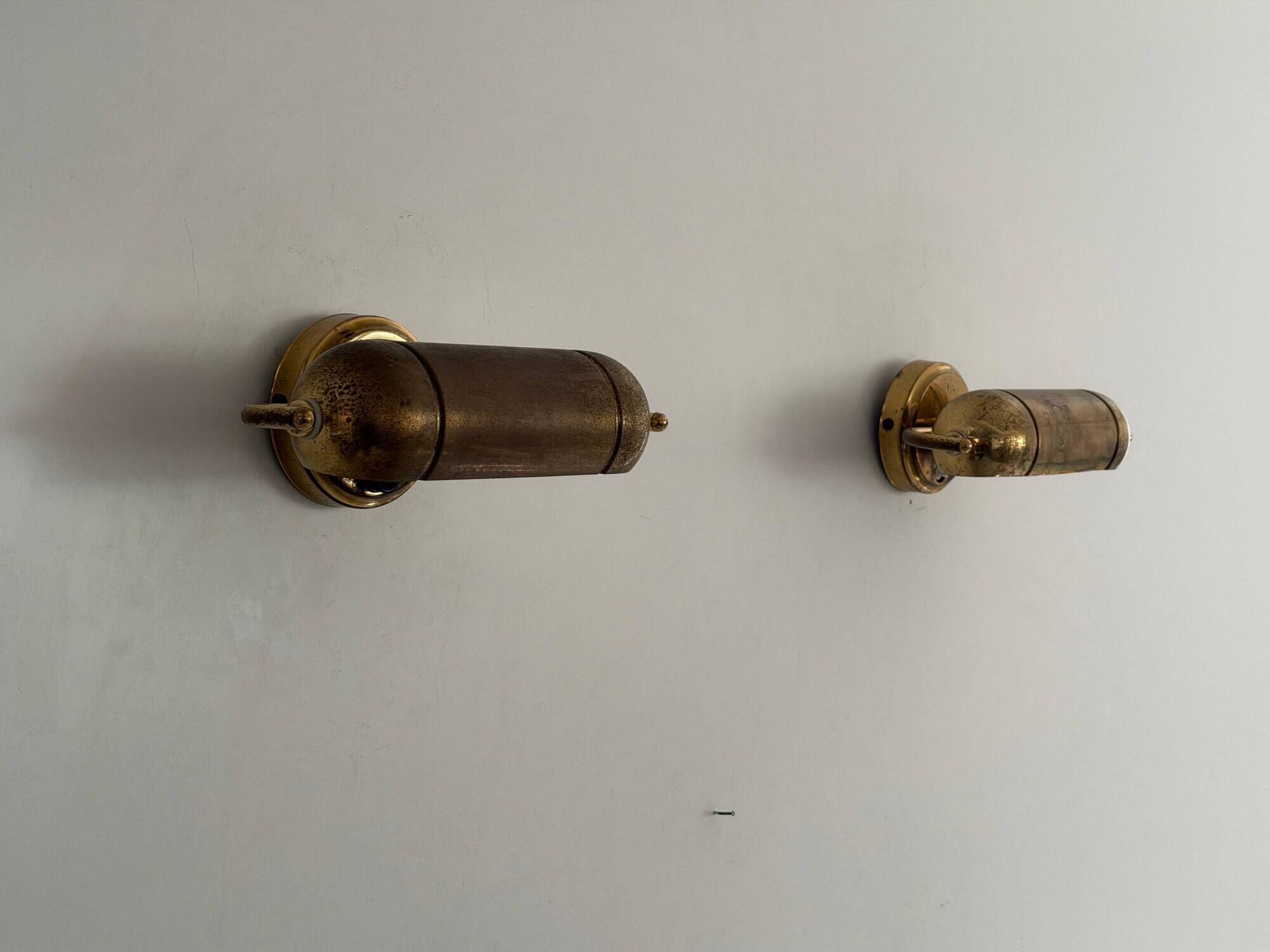 Pair of brass wall lights from the mid-century by N Leuchten, 1960s, Germany.