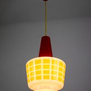 Suspension en verre rouge et jaune