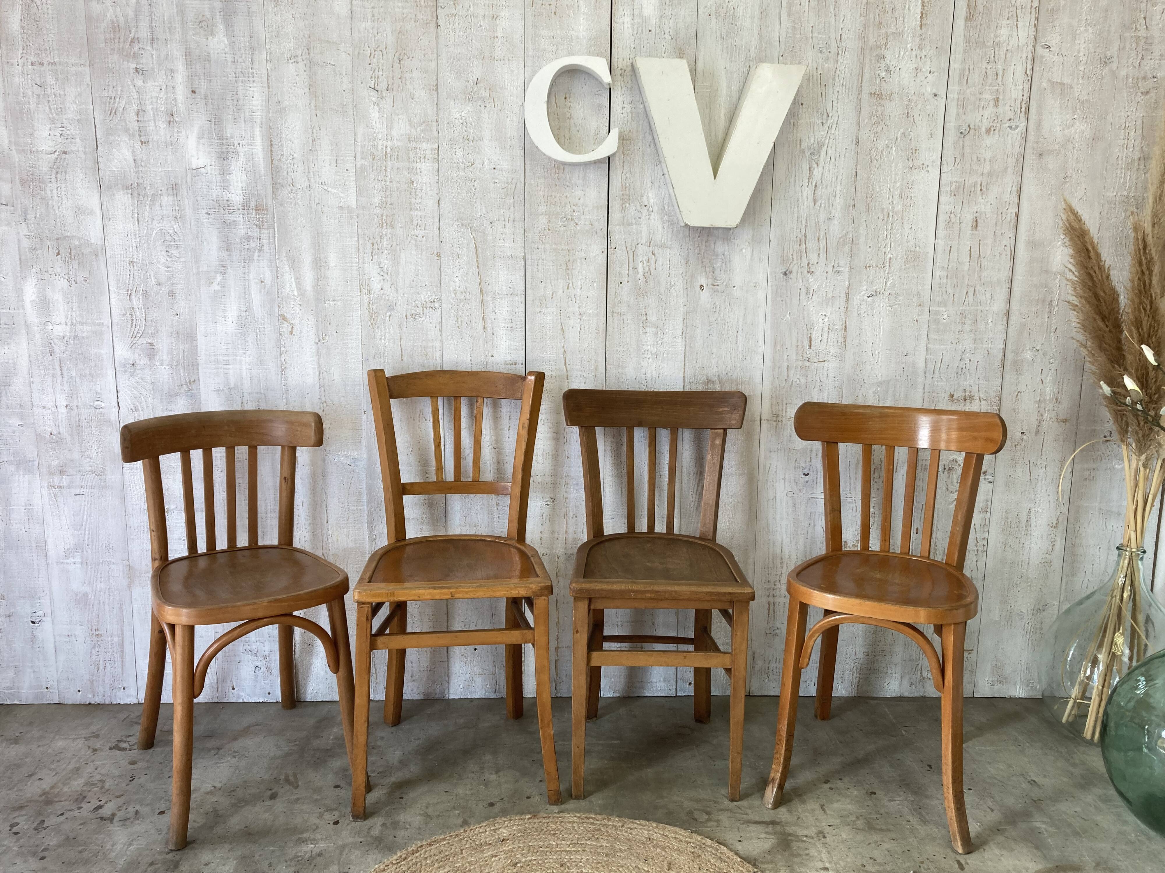 Set of 4 mismatched bistro chairs