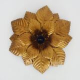 Wall light, ceiling light sun foliage in gold metal, vintage ceiling light. 70s - 80s