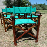 Lot of 6 foldable chairs in solid teak Roland Vlaemynck