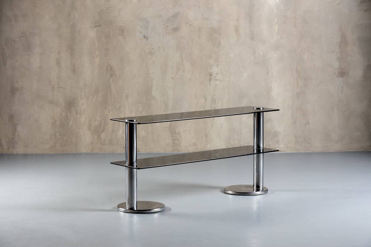 Smoked glass and aluminium sideboard, Italy, 1970s