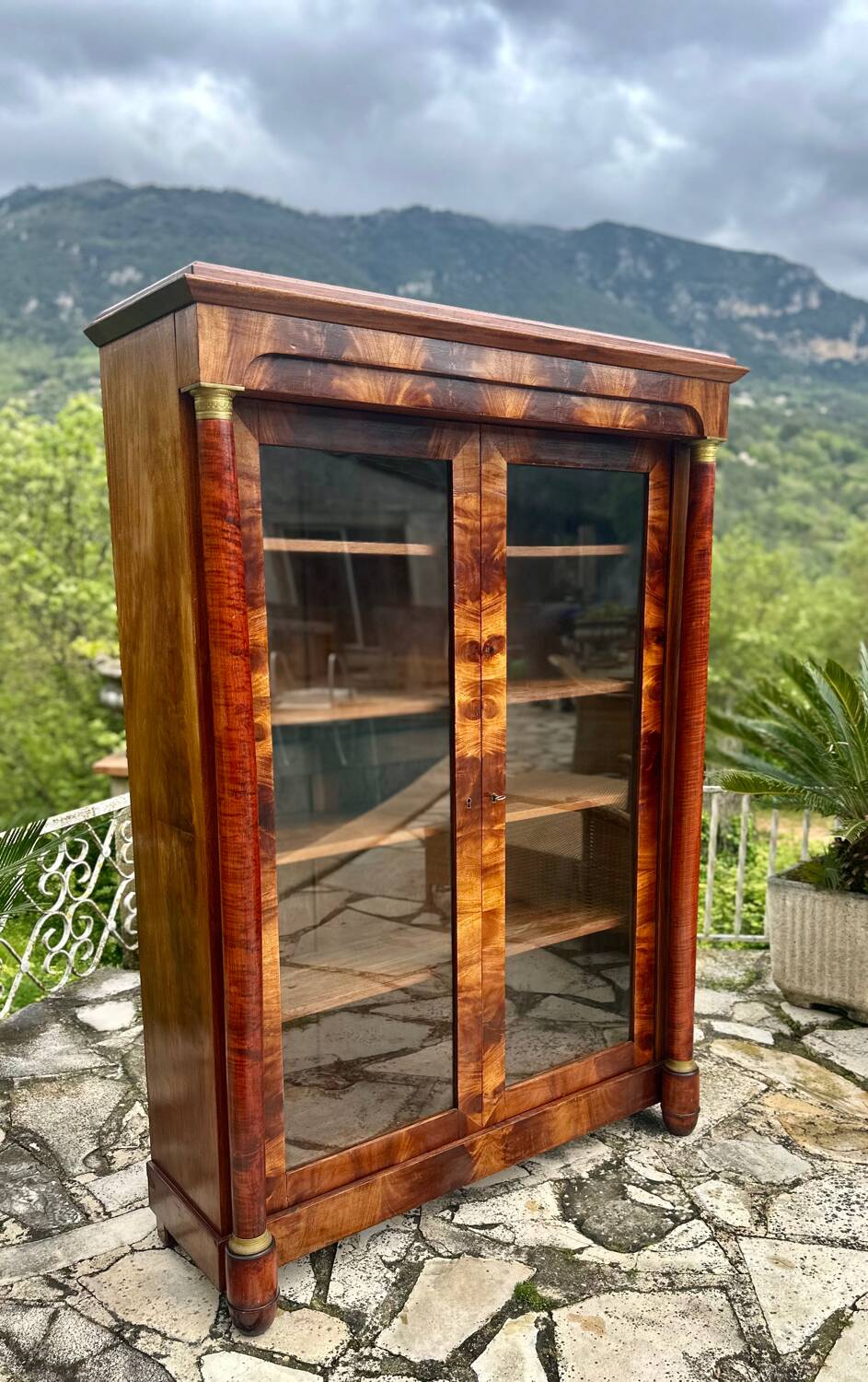 Empire Style Mahogany Display Cabinet/Bookcase, 19th Century