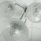Lampe suspension moderne à 4 lumières en verre et chrome, style milieu du siècle, lumière en cascade, années 1970