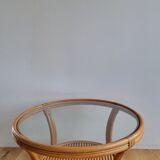 Table basse rotin et verre