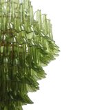 Green Murano Glass Petal Chandelier with Gold-Toned Support, Italy