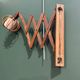 Vintage accordion wall lamp in wood, rattan and fabric