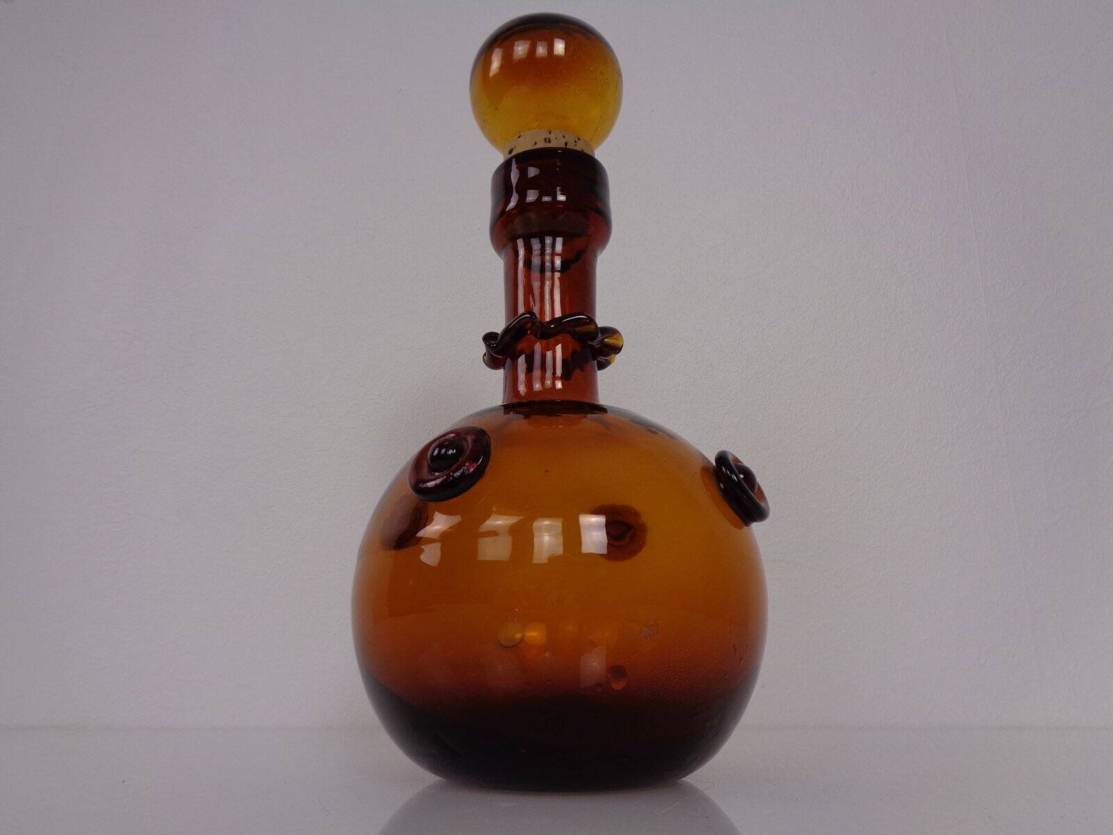 Italian amber glass decanter with stopper, 1960s