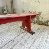 1950s oak bench with red patina, 2m