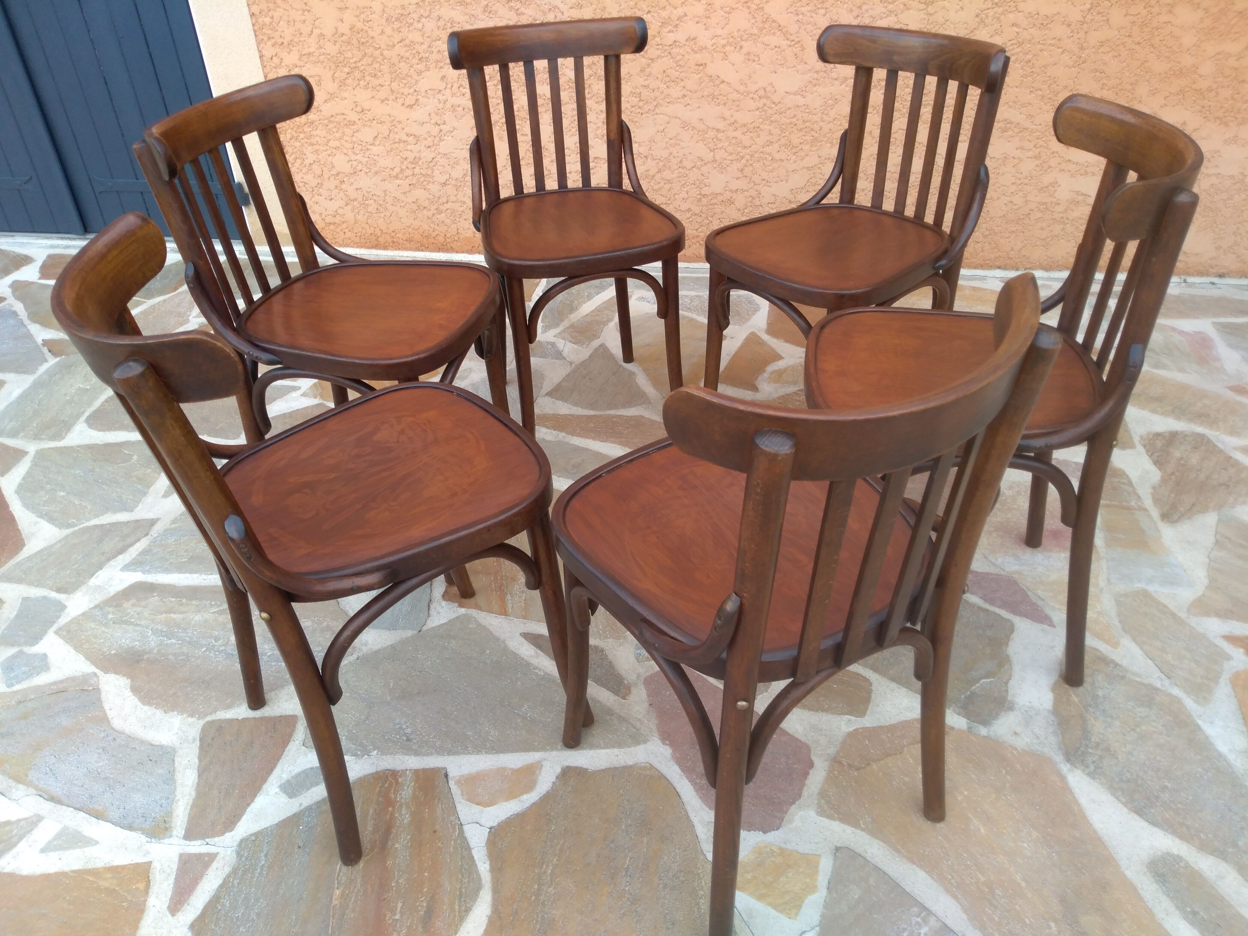 Suite of 6 bistrot chairs 1960