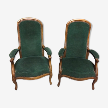 Pair of voltaire noyer armchair